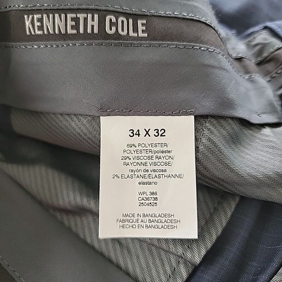 Kenneth Cole Reaction Mens Size 34x32 Flex Waistband Stretch Slim Fit Pants Blue - Picture 7 of 11